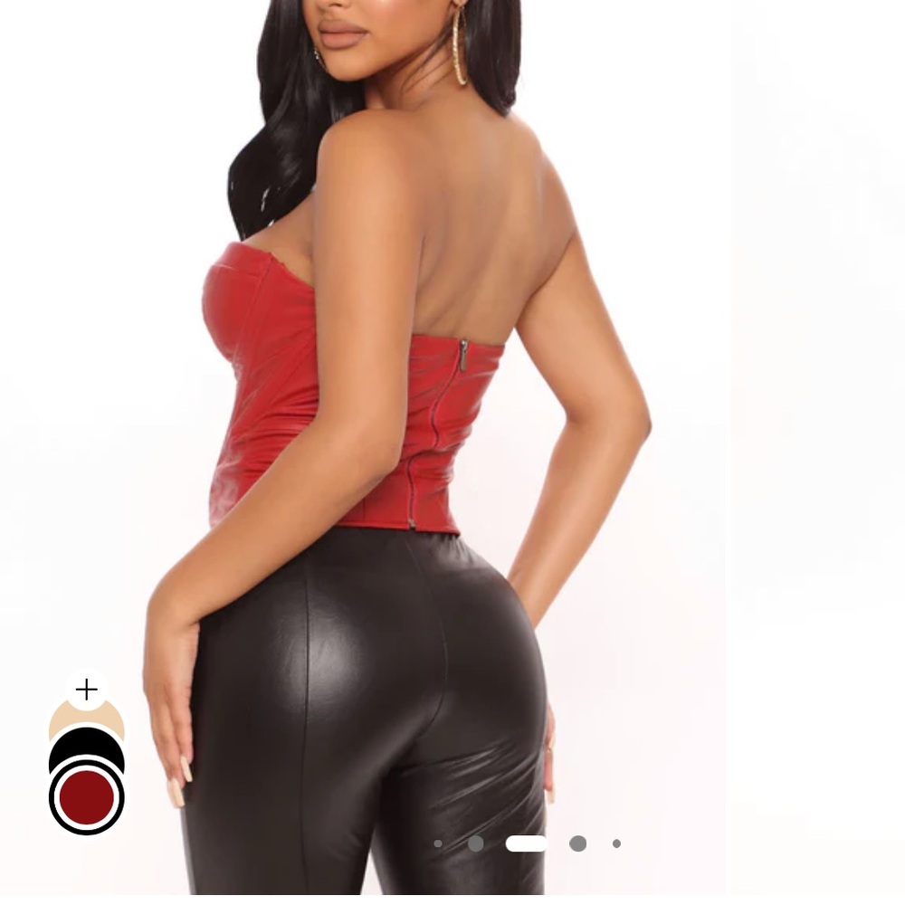 Fashion Nova Red Faux Leather Bustier Corset Top - Picture 2 of 3